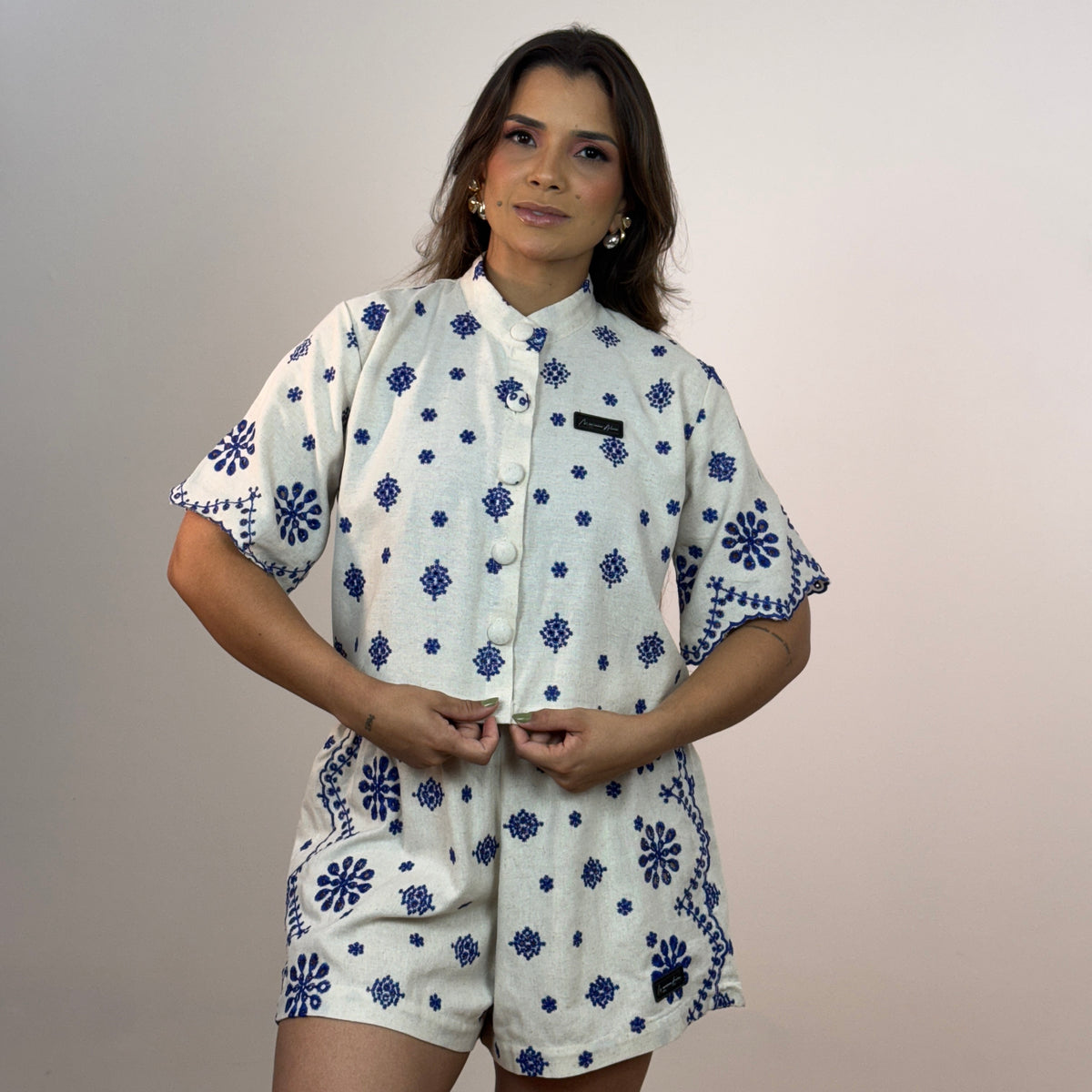 Cropped Royale Bordado Índigo